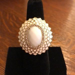 Gold and ivory cocktail statement ring size 7